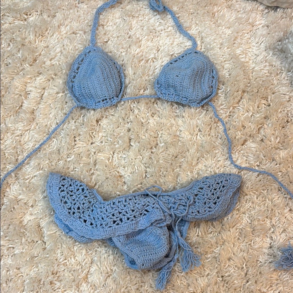 Andi Bagus Blue Crochet Bikini Set